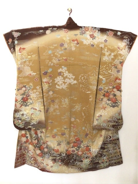 黄土色　茶色　草花 蝶 ぼかし［4570191710911］