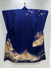 画像をギャラリービューアに読み込む, 振袖 青紫 花籠 雲文 刺繍 金彩［4570191719037］
