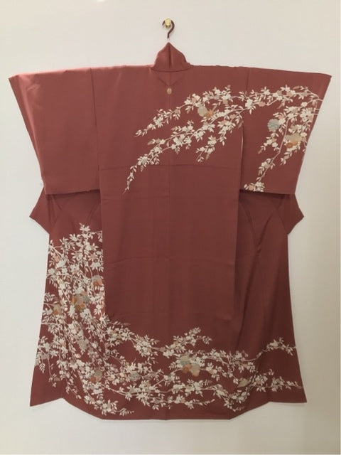 Azuki bean color, cherry blossom, snow ring pattern, gold thread [4570191711536]
