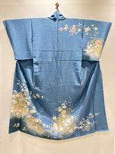 Load image into Gallery viewer, 水色　くすみブルー　枝花文　暈し染め　金彩［4570191718634］
