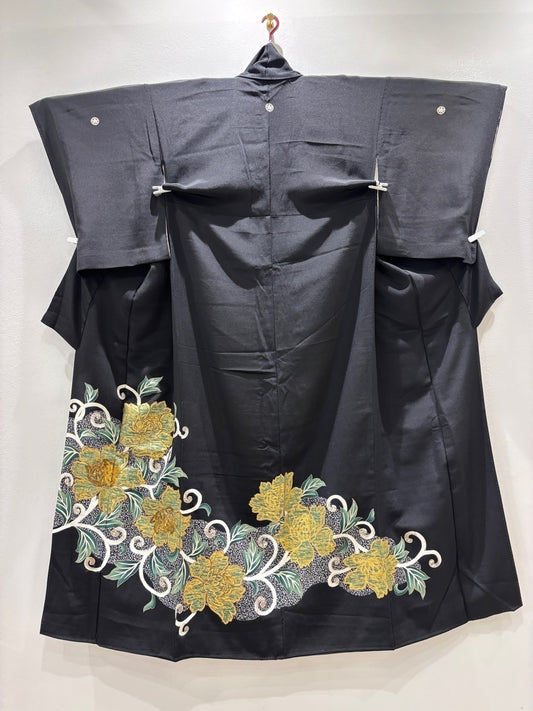 黒留　花唐草文　駒刺繍　金銀彩［4570191718207］