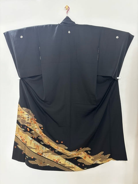 黒留 プレミアム 総刺繍 鶴 宝尽くし 金糸［4570191712632］