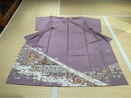 色留　ライトグレーパープル　華紋　