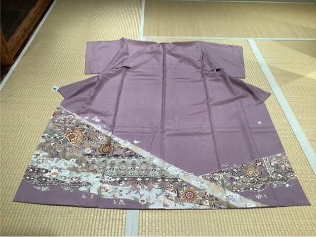 色留　ライトグレーパープル　華紋　