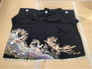 黒留　鶴　牡丹　花　熨斗