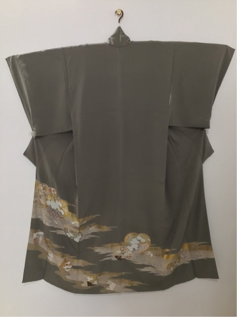 灰茶 霞 草花 金糸 金銀彩［4570191710874］