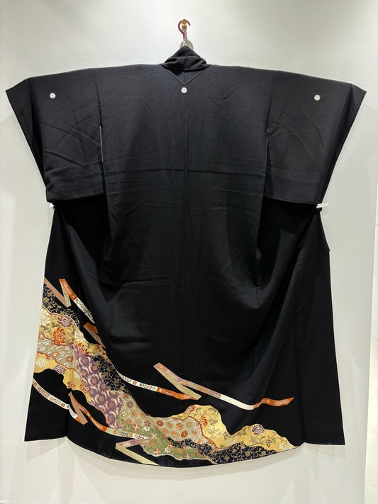 黒留　道長更紗花唐草文　刺繍　金彩［4570191718894］