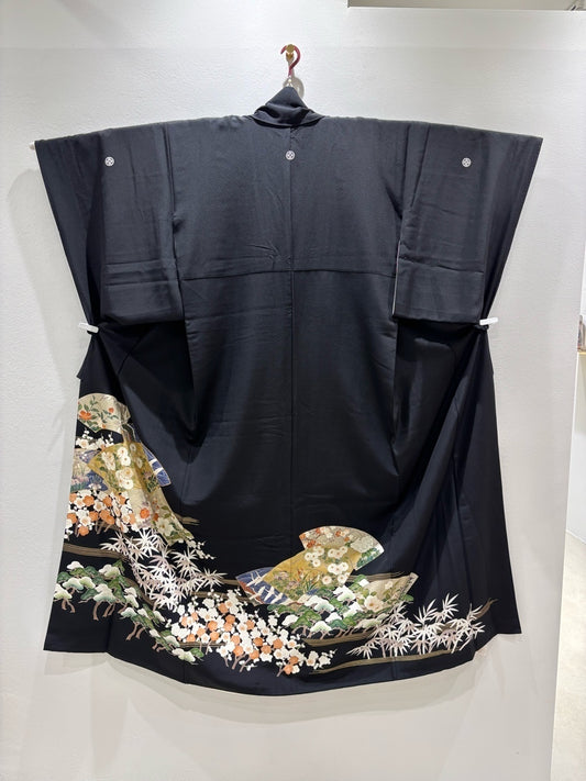 黒留 駒刺繍 地紙花文 金彩 ［4570191718344］