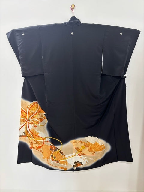 黒留 プレミアム 縄 檜扇文 暈し染め 駒刺繍 金彩［4570191712663］