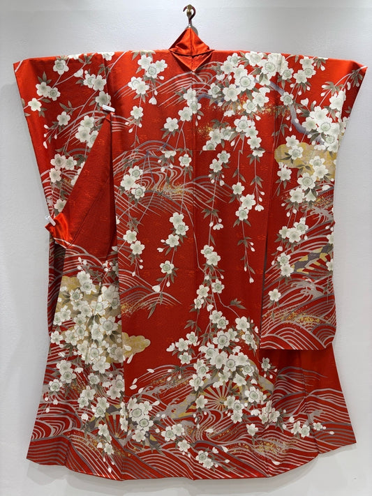 赤　茜色　桜　波　金糸　金銀彩［4570191719129］