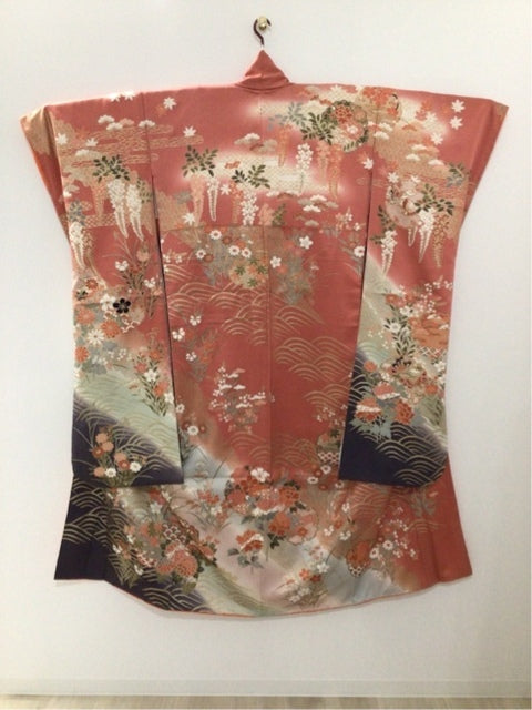 ピンク　雪輪 草花 金糸 金彩［4570191710164］