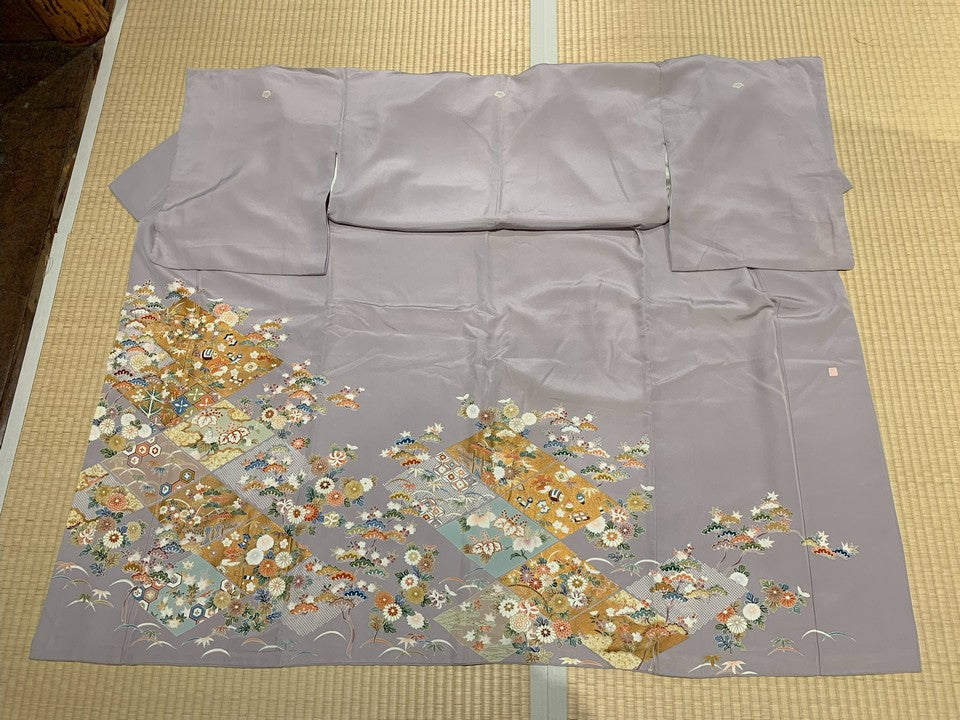 薄い紫、菱文、宝尽くし、花柄、金 [4570191652037]