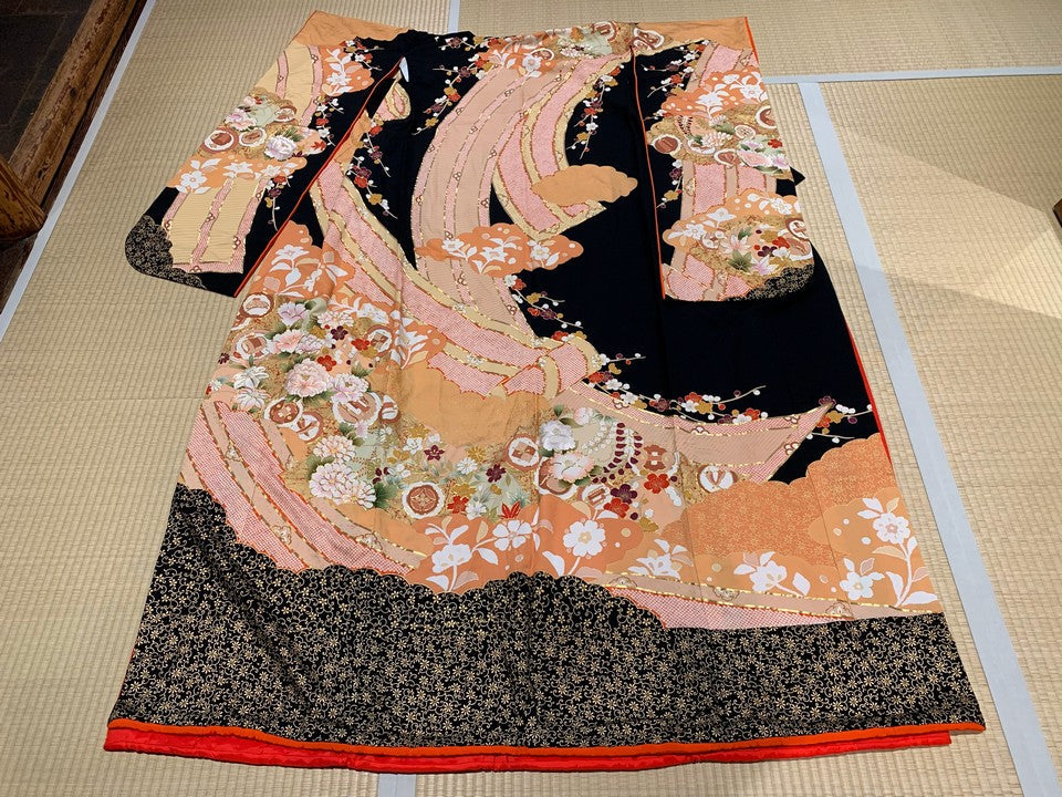 花柄、熨斗紋、金駒、引き振袖 [4570191652549]