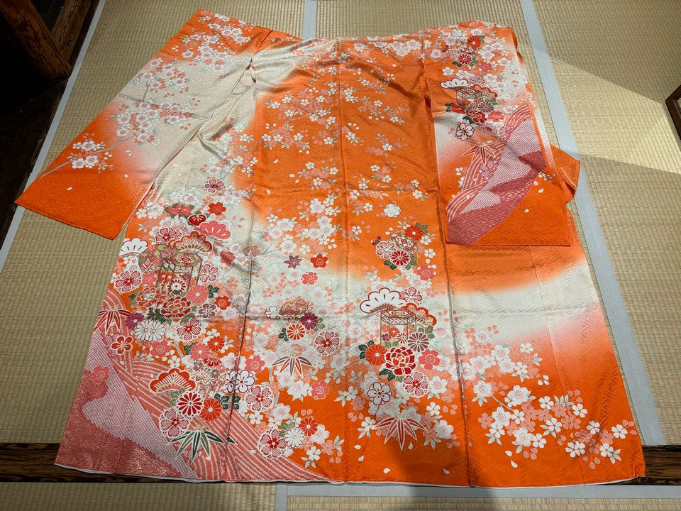 オレンジ、松、花柄、貝桶 [4570191653188]