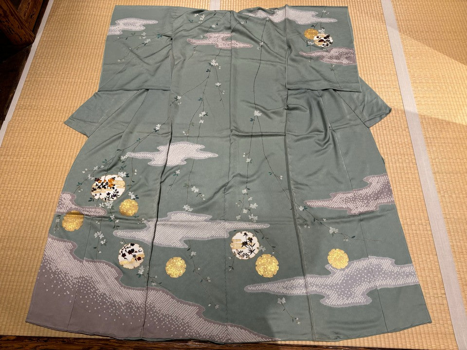 薄緑、雪輪、花柄、金駒、絞り柄 [4570191653348]