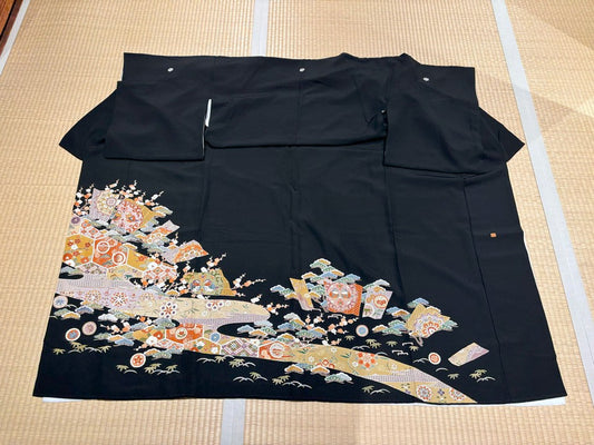 Pine, plum, folding screen, embroidery [4570191653379]