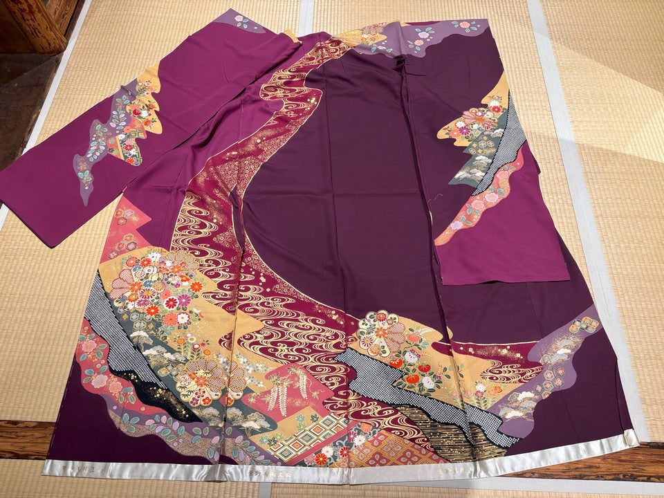 紫、菊模様、菊、花柄、水流 [4570191653386]