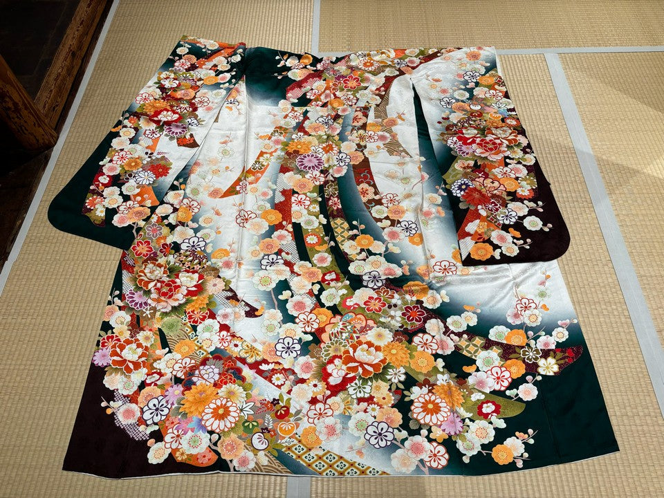 緑、花柄、鞠、熨斗柄 [4570191653423]