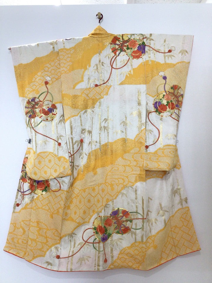 振袖　黄色　鼓　菊　絞り [4570191655274]