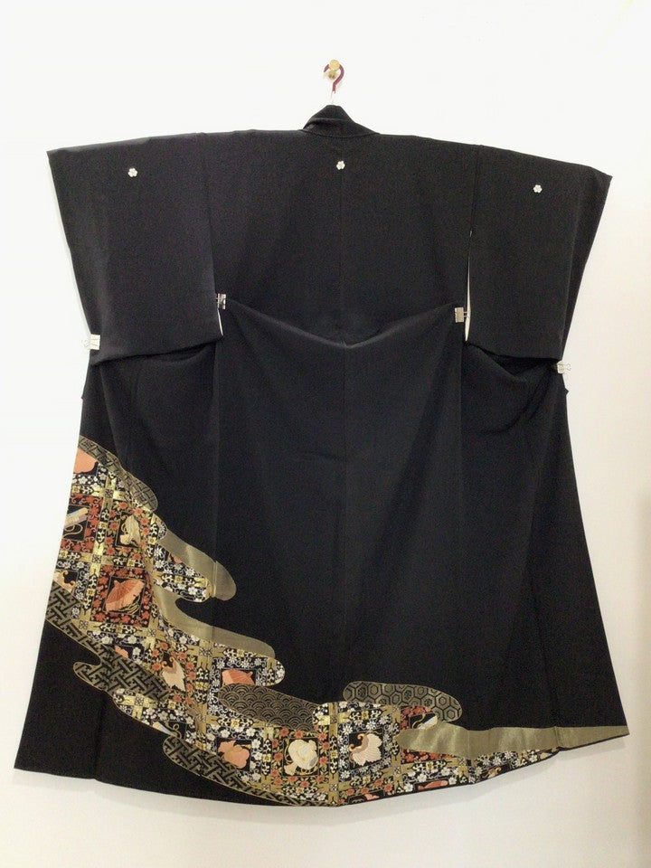 黒　流水　宝尽くし　格子紋様 [4570191655366]