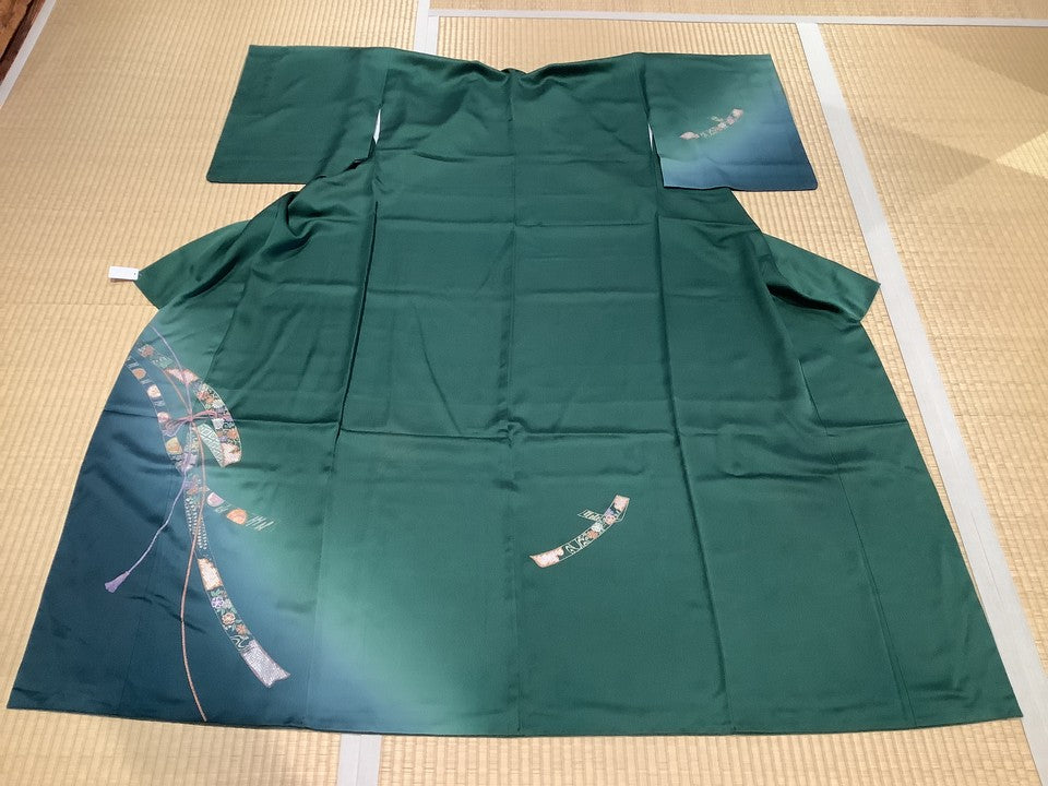 訪問着　緑　青緑　グラデ　熨斗 [4570191658817]