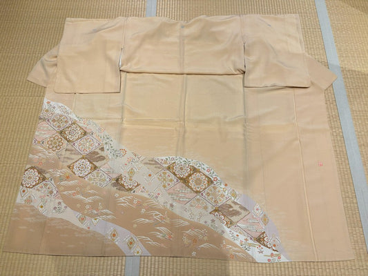 オレンジ、花柄、宝飾華紋、金糸 [4570191658893]