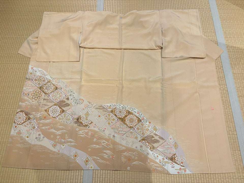 オレンジ、花柄、宝飾華紋、金糸 [4570191658893]